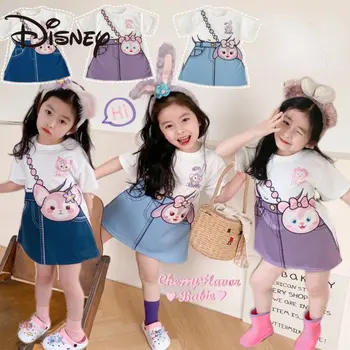 Платье LinaBell от Disney для девочек, новое летнее детское платье с рисунком Стеллалу, юбка с двумя сумками, детское платье, одежда для девочек