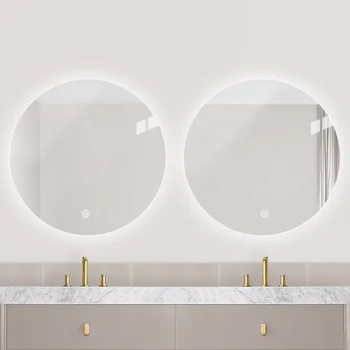 Круглое зеркало для макияжа в ванной, современный туалетный столик, умное зеркало в ванной, большое зеркало для бритья с Bluetooth и светодиодной подсветкой.