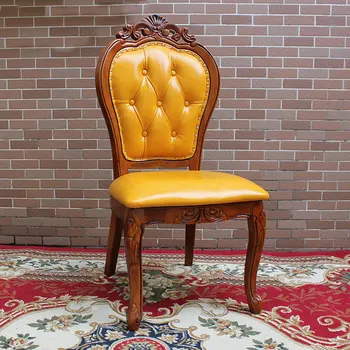 Кресло для учебы из массива дерева в американском стиле, кожаное кресло для учебы, домашнее кресло для столовой в отеле