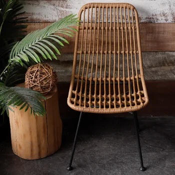 Скандинавский стул из ротанга, креативные обеденные стулья для столовой, Современный стул для отдыха на балконе во внутреннем дворе, шезлонг на открытом воздухе