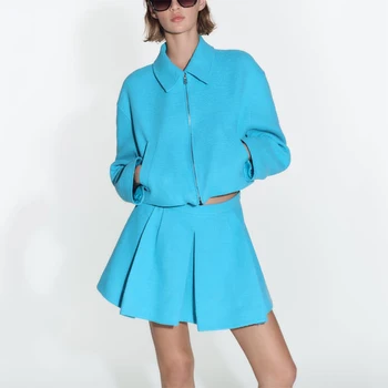 2023 Новая демисезонная куртка для женщин, элегантные короткие куртки, женские однотонные пальто с отложным воротником, модная уличная верхняя одежда