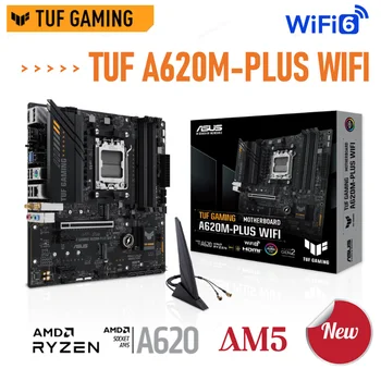 Asus TUF GAMING A620M-PLUS WIFI Материнская плата AM5 С разъемом AM5 AMD A620 Материнская плата Настольная AMD A620 Поддерживает процессор Ryzen серии 7000