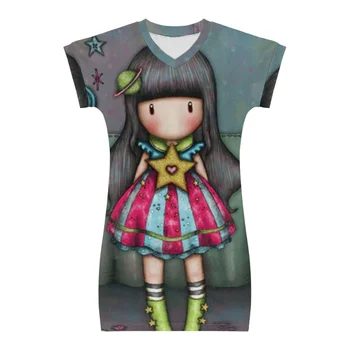 Горячее платье для детской одежды с принтом Santoro Gorjuss, летняя Новая юбка с мультяшным рисунком, круглый вырез, короткий рукав, повседневная милая юбка