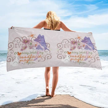 Мягкое банное полотенце с эльфийским цветком и листьями кролика, Летнее дорожное круглое пляжное полотенце, Быстросохнущее спортивное полотенце из микрофибры