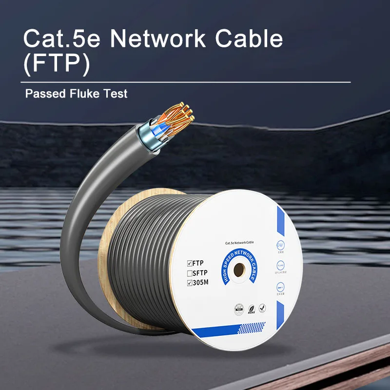 1000 ФУТОВ Спиральный Cat5E FTP Высокоскоростной Чистый Медный 8-Ядерный Сетевой Кабель Lan Ethernet Internet Cat.5e С Выдвижной Коробкой 2