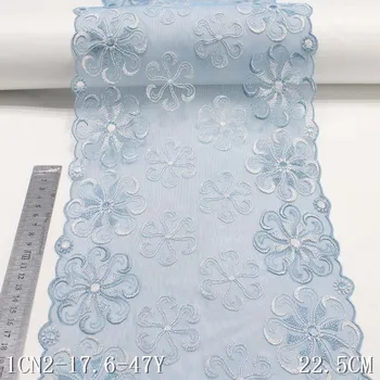 29 Ярдов двусторонней кружевной ткани Haze Blue Flower с серебряными нитками для вышивки нижнего белья, украшения для шитья, Занавески ручной работы