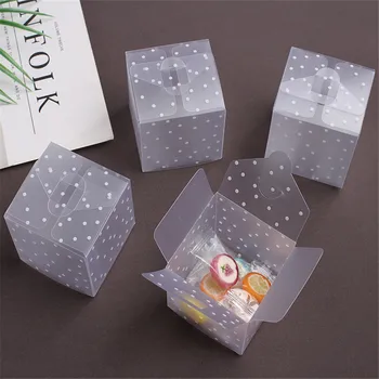 оптовая продажа 50шт пластиковых коробок из ПВХ с белыми точками 5 * 5 * 5 см для подарков, пластиковая коробка конфет