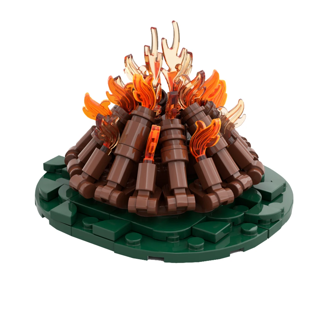 Gobricks MOC Idea Campfire-Классический набор деревянных строительных блоков для празднования фестиваля, Обучающие игрушки-головоломки из пламени для детей 2