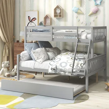 На складе в США Двухъярусная кровать Twin Over с выдвижным ящиком, трансформируемая в 2 кровати, двухъярусная кровать с лестницей и поручнями безопасности