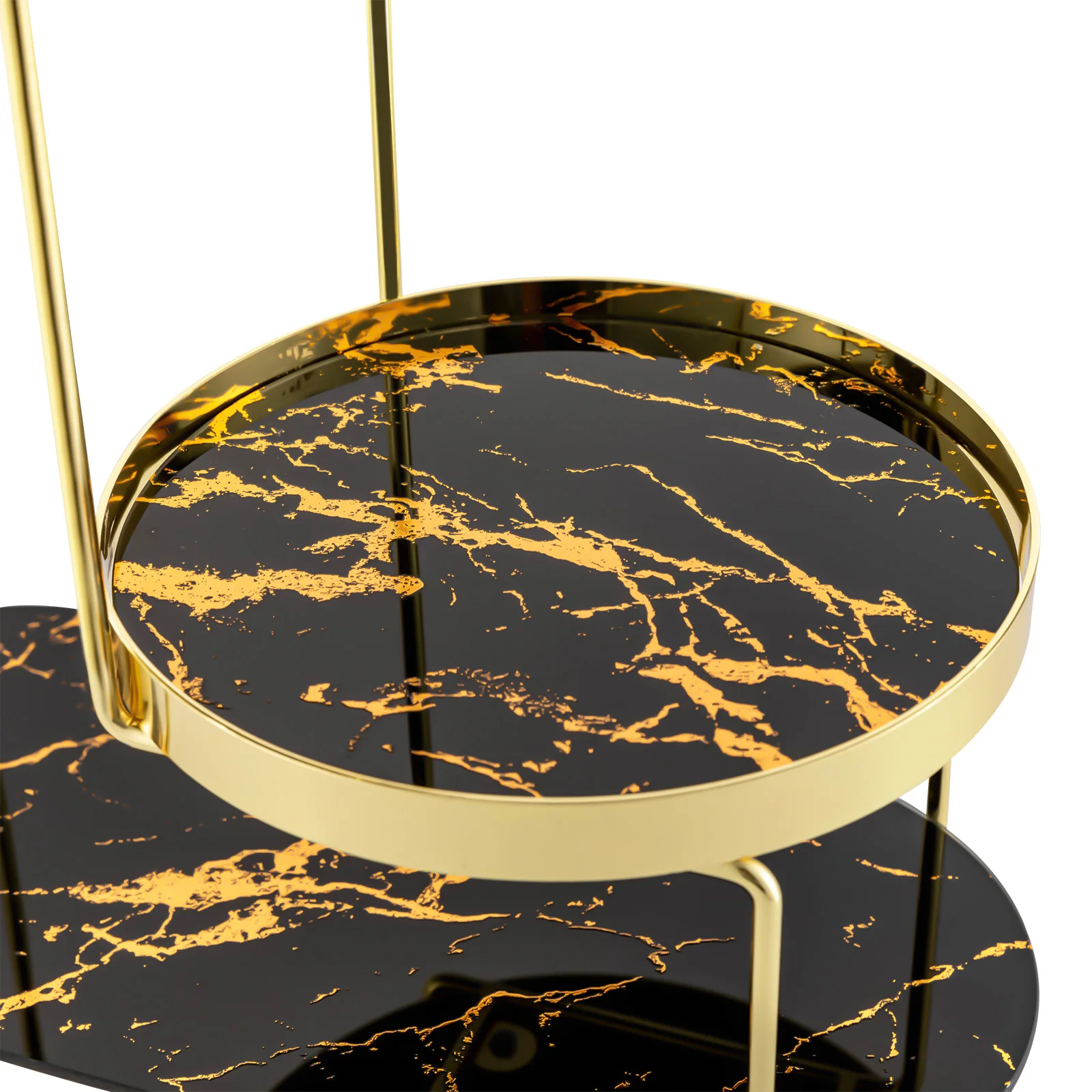Столешница-органайзер для ванной комнаты из черного золота, органайзер для макияжа, 3-уровневый туалетный столик для хранения косметики 4