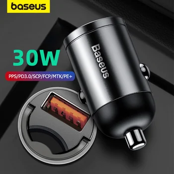 Быстрое автомобильное зарядное устройство Baseus 30 Вт QC4.0 PPS Быстрая зарядка для Xiaomi Samsung iPhone Автомобильный адаптер USB Type-C зарядное устройство