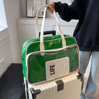 Летняя мода 2022 года, Прозрачные кожаные дорожные сумки для женщин, мужская спортивная водонепроницаемая сумка для путешествий, большая вместительность, наплечная сумка для путешествий