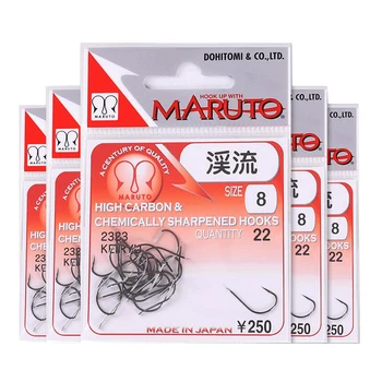 Рыболовный крючок Maruto Stream 2323 Черный с зазубринами из японской высокоуглеродистой стали Sharp 1-10#