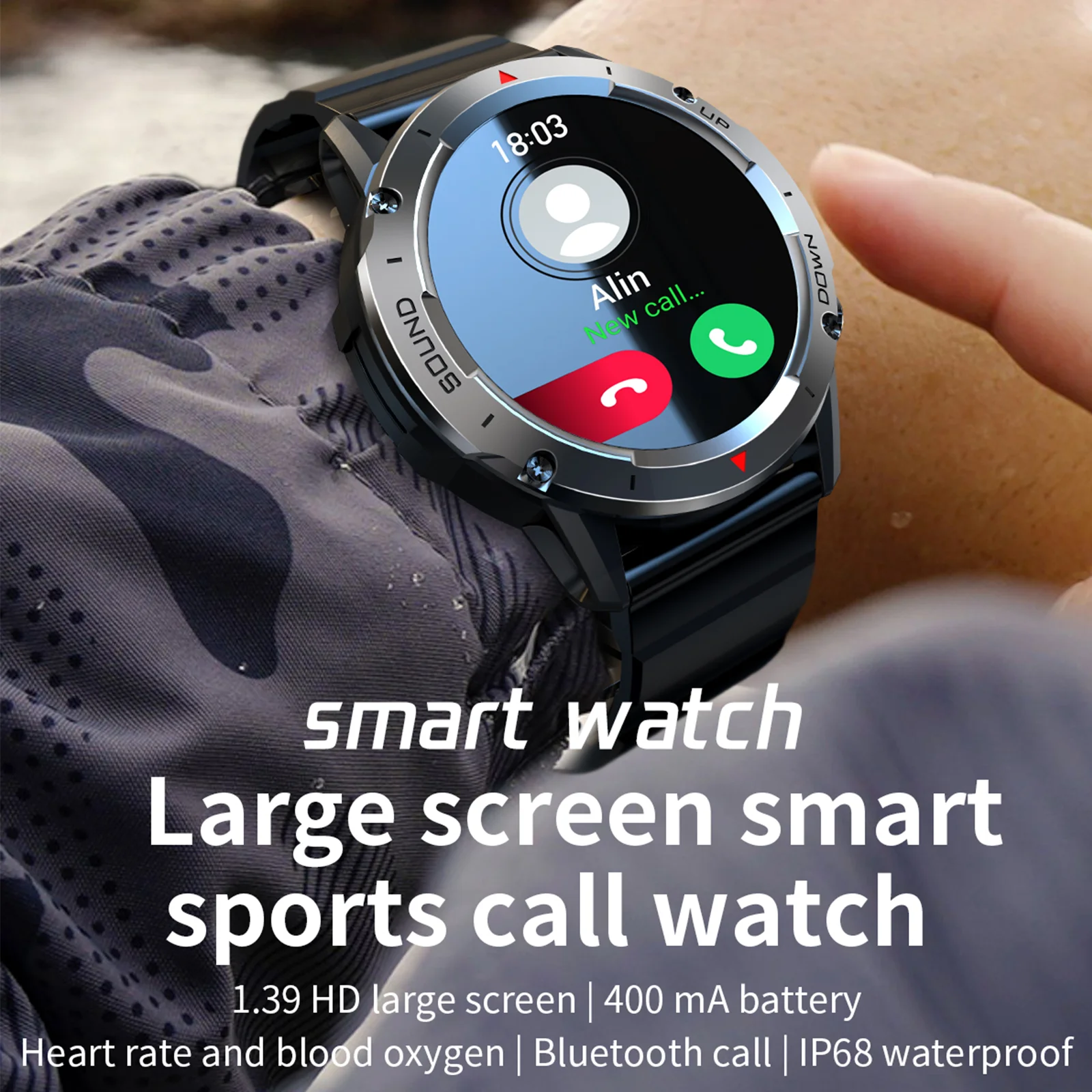 LEMFO Смарт-Часы Мужские Bluetooth Call IP68 Водонепроницаемые Спортивные Режимы Тест Здоровья В Режиме Длительного ожидания 1,39 