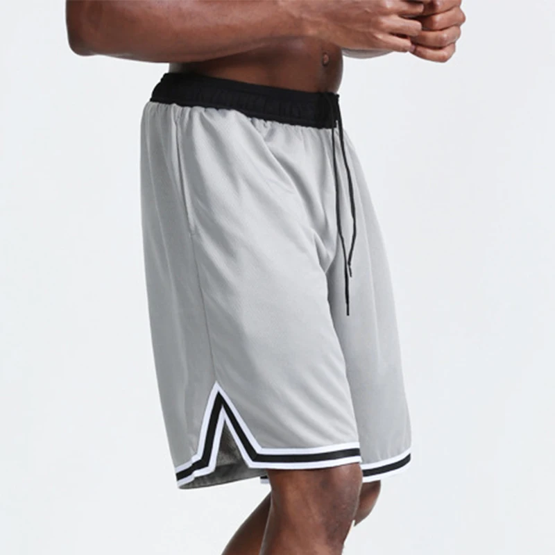 Баскетбольные шорты Мужские Однотонные Лоскутные Свободные шорты для бега, сетка для спортзала, Дышащие Шорты для фитнеса, мужские тренировочные шорты для тренировок 3