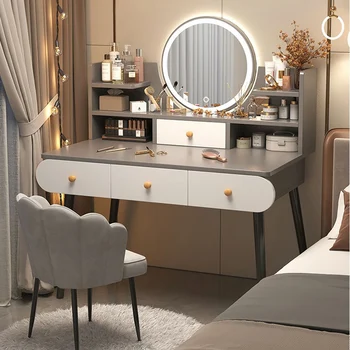 Роскошные Белые столики для макияжа в спальне, Стул, зеркало для макияжа в скандинавском стиле, Туалетный столик для хранения мебели для дома Tavolo Trucco LJ50DT