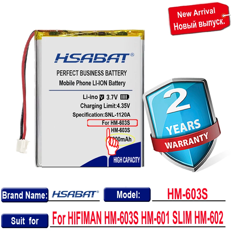 Батарея HSABAT 3800 мАч для HIFIMAN HM-603S HM-601 ТОНКИЙ Динамик HM-602 Литий-Полимерный Аккумуляторный Блок для замены 2