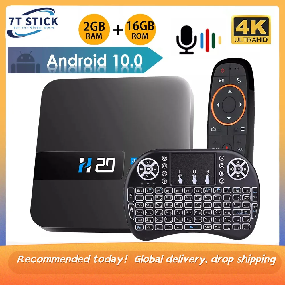 H20 TV box Android 10,0 2,4 G wifi 2 ГБ 16 ГБ 4K 3D видео H.265 медиаплеер smart tv box Android top box 0