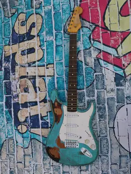 Blue old st, высококачественная звукоснимающая металлическая гитара, почтовая сумка, настраиваемая