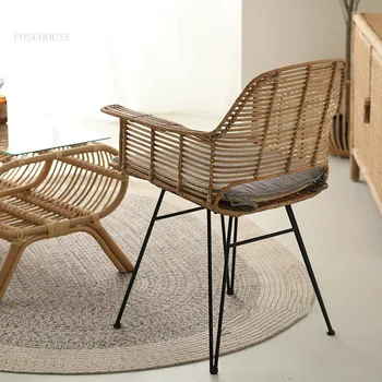 Скандинавские креативные пляжные стулья, Современная уличная мебель, домашний стул с плетеной спинкой из ротанга, Простое кресло для отдыха на балконе, Уличное кресло