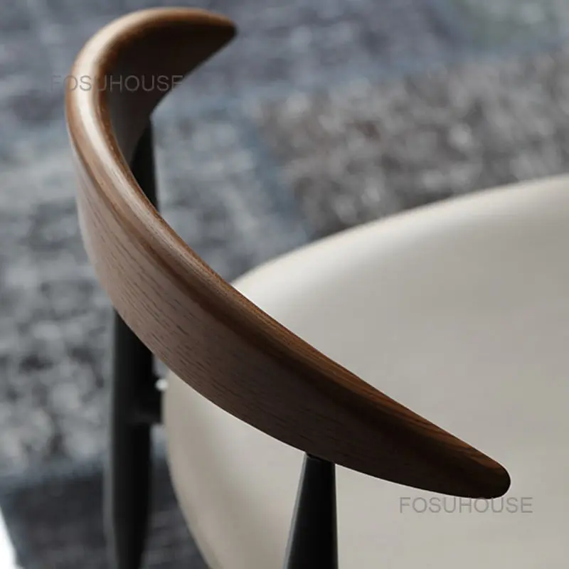 Простое итальянское кресло из кованого железа, кожаного рога, обеденные стулья со спинкой для гостиной, мебель для дома в скандинавском стиле для ресторана, обеденный стул 3