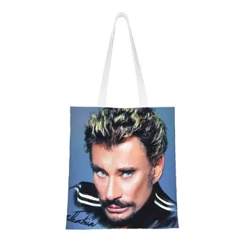 Сумки для покупок Johnny Hallyday с забавным принтом, прочная холщовая сумка на плечо французской рок-певицы