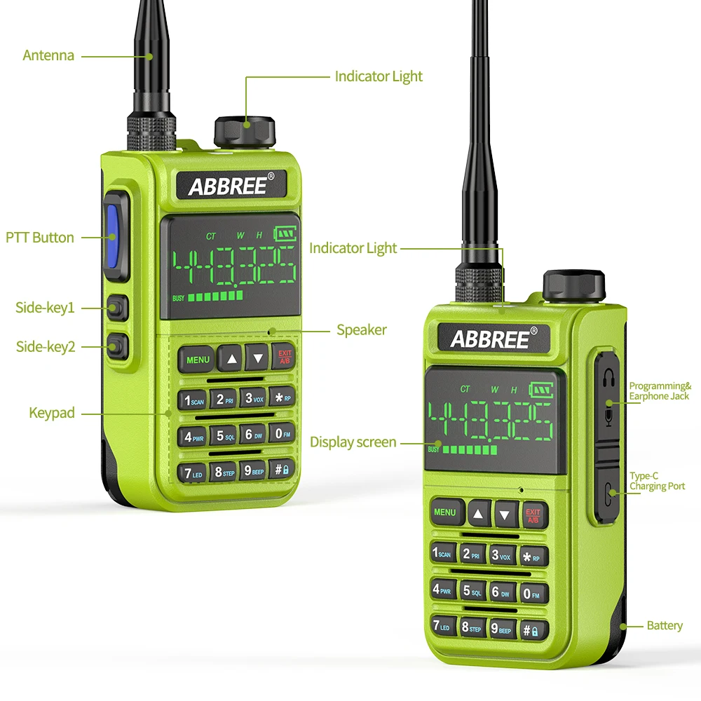 2 ШТ ABBREE AR-518 в Воздушном Диапазоне 108-660 МГц Автоматическая Беспроводная Частота Копирования Walkie Talkie С Большим Дисплеем Ham Двухстороннее Радио 1