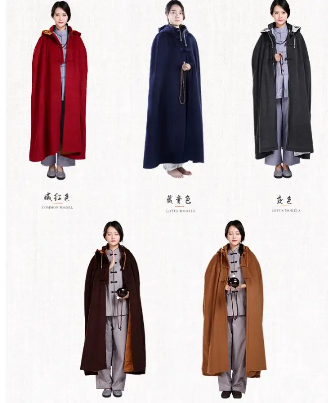 унисекс, детская и взрослая зимняя теплая дзенская накидка, плащ для медитации шаолиньских монахов, буддийская одежда будды, костюмы шаолиньского кунг-фу, черный 0