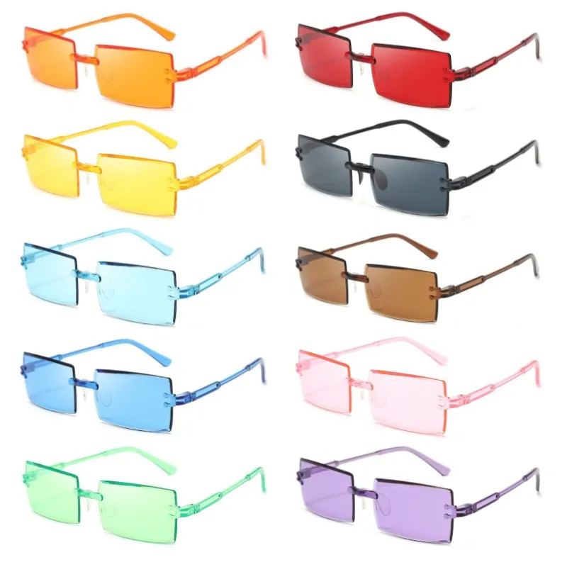 Модные прямоугольные солнцезащитные очки в ретро-оправе без оправы, квадратные солнцезащитные очки или женские оттенки, женские очки UV400, летние очки 0