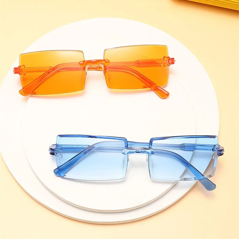 Модные прямоугольные солнцезащитные очки в ретро-оправе без оправы, квадратные солнцезащитные очки или женские оттенки, женские очки UV400, летние очки 2