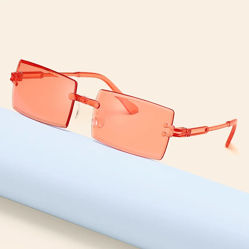Модные прямоугольные солнцезащитные очки в ретро-оправе без оправы, квадратные солнцезащитные очки или женские оттенки, женские очки UV400, летние очки 3