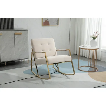 COOLMORE Accent Chair \ Кресло-качалка для отдыха с ножками из нержавеющей стали бежевого цвета из полиэстера [На складе в США]