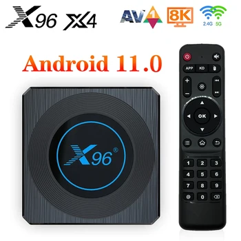 X96 X4 Amlogic S905X4 Android 11 TV Box Поддержка AV1 8K Двойной WiFi BT4.1 телеприставка X96X4 Media box