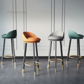 Скандинавские кожаные барные стулья, кухонная мебель, Высокий барный стул с вращающейся спинкой, Современный высокий барный стул, Роскошный барный стул U