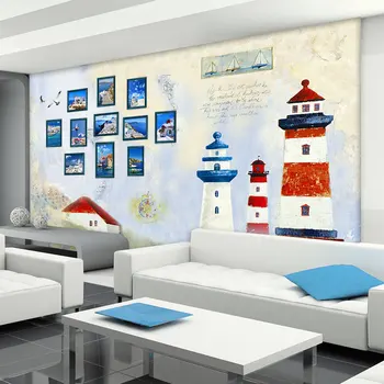 Пользовательские фрески в средиземноморском стиле beibehang гостиная спальня ресторан детский сад обои с маяком