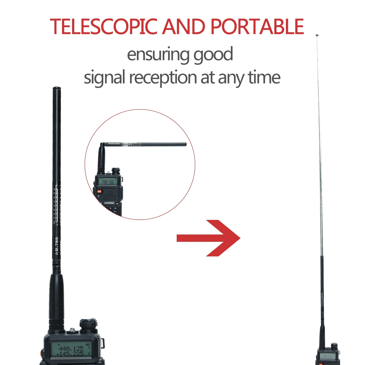 Оригинальная Широкополосная Антенна ABBREE AR-789 95 МГц-1100 МГц SMA-Female Складная Телескопическая Антенна для Портативной Рации Baofeng WOUXUN TYT 2