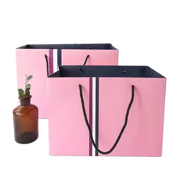 Оптовая продажа 500 шт./лот, сумки из эко-картона розового цвета с пользовательской печатью логотипа, одежда для бутиков/ Подарочная упаковка.