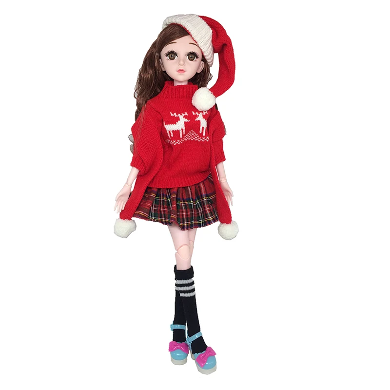 Комплект зимних свитеров для 1/3 кукол BJD Клетчатая юбка, шарф, чулки в полоску, одежда для кукол в стиле колледжа, аксессуары, игрушки для переодевания 2