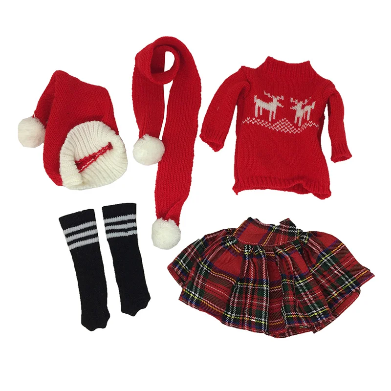 Комплект зимних свитеров для 1/3 кукол BJD Клетчатая юбка, шарф, чулки в полоску, одежда для кукол в стиле колледжа, аксессуары, игрушки для переодевания 5