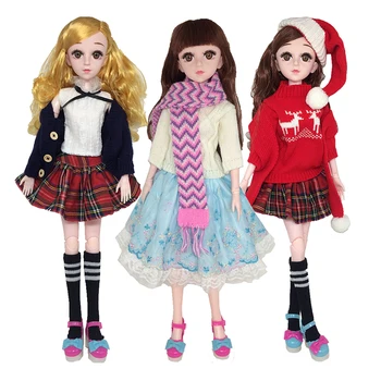 Комплект зимних свитеров для 1/3 кукол BJD Клетчатая юбка, шарф, чулки в полоску, одежда для кукол в стиле колледжа, аксессуары, игрушки для переодевания