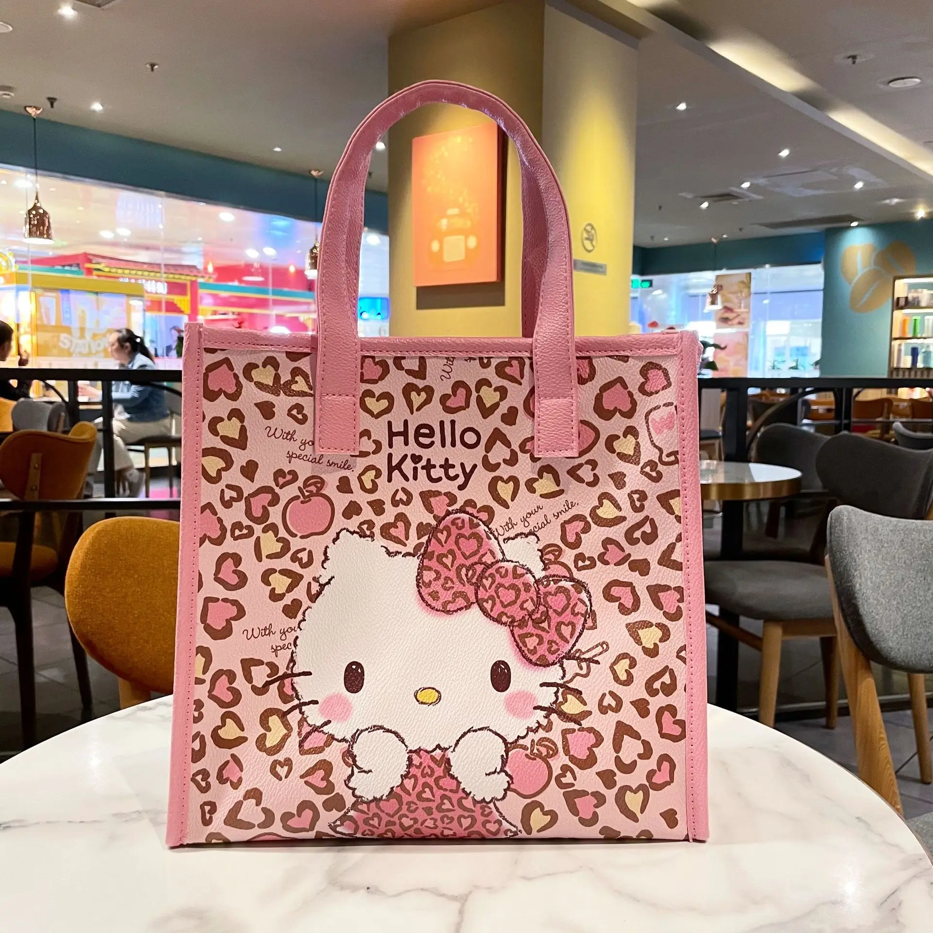 Sanrio Hello Kitty Y2k Модный Рюкзак Сестры Милый Розовый Школьный Рюкзак С Леопардовым Принтом, Милая Мультяшная Анимация, Студенческая Сумка На Молнии Для Девочек 3