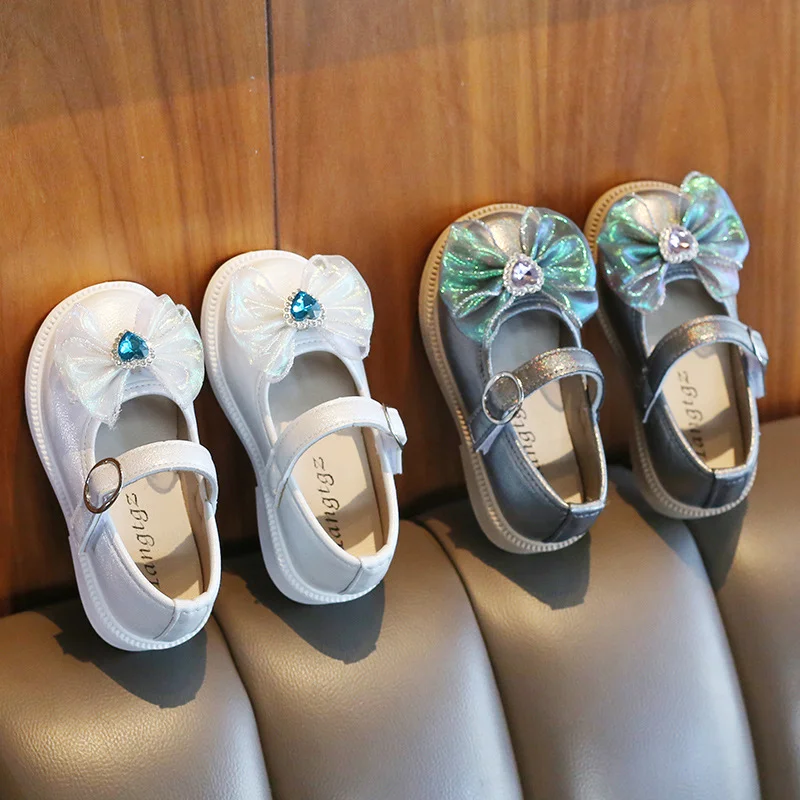 Кожаная обувь для девочек 2023 Four Seasons, Новая Обувь Корейской Принцессы Для Маленьких Девочек, Модная Детская Маленькая Кожаная Обувь На плоской подошве 5