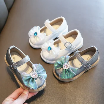Кожаная обувь для девочек 2023 Four Seasons, Новая Обувь Корейской Принцессы Для Маленьких Девочек, Модная Детская Маленькая Кожаная Обувь На плоской подошве
