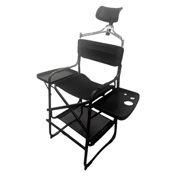 Высокое режиссерское кресло, складной стул для макияжа с высокой перекладиной, мягкое сиденье с приставным столиком, подставка для ног для кемпинга, дома или патио