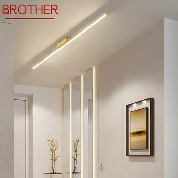 Современный латунный потолочный светильник BROTHER LED, Креативная простота, лампа с длинной полосой для домашнего гардероба, декора крыльца, прохода.
