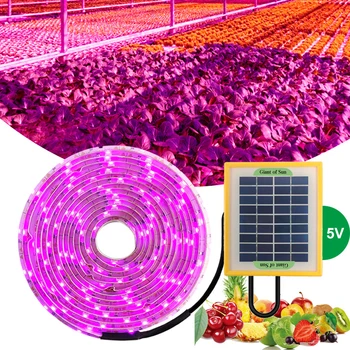 Солнечная Светодиодная лента для выращивания растений SMD 2835 Полный спектр 5 В 5 Вт Фитолампа для выращивания цветов, Теплица, палатка, Фитолампа
