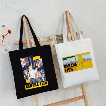 Harajuku Banana Fish Аниме Модная Холщовая сумка-шоппер в готическом стиле Панк Большая Вместительная сумка-тоут женская y2k многоразовые сумки на плечо