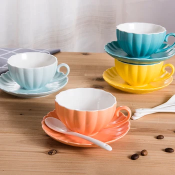 Креативные керамические кружки набор кофейных чашек и блюдец кружка для молока для завтрака в европейском стиле латте капучино чашка для латте чашка для черного чая 150 мл