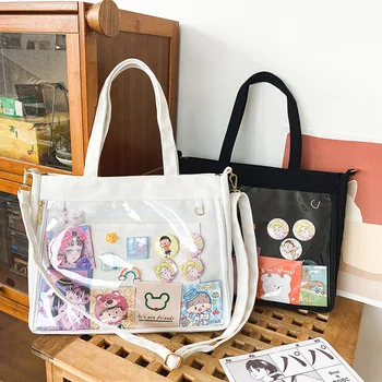 Японская сумка Harajuku Itabag Женская Прозрачная сумка Большой емкости Для школьных девочек Холщовая сумка Через плечо JK Униформа Лолита Ita сумка Сумочка