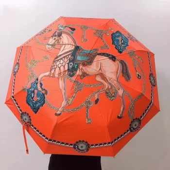 Роскошный трехстворчатый автоматический зонт марки H класса люкс 4-х цветов AL с оригинальной коробкой